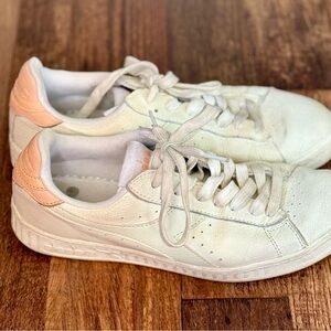 Diadora White and Peach Sneakers